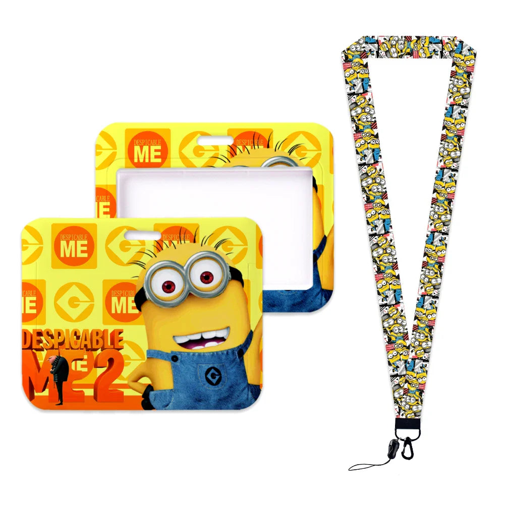 Minions Neck Lanyard Set – Cartoon Card Holder & Keychain for Students - Image 11