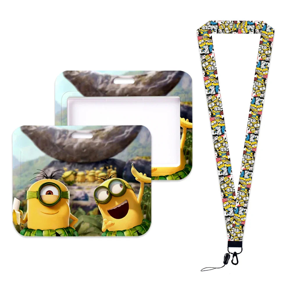 Minions Neck Lanyard Set – Cartoon Card Holder & Keychain for Students - Image 12