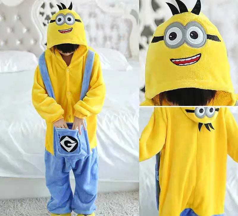 2025 Kids Minions Kigurumi Onesie – Winter Cosplay Pajama Costume - Image 5