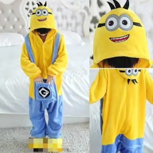 2025 Kids Minions Kigurumi Onesie – Winter Cosplay Pajama Costume