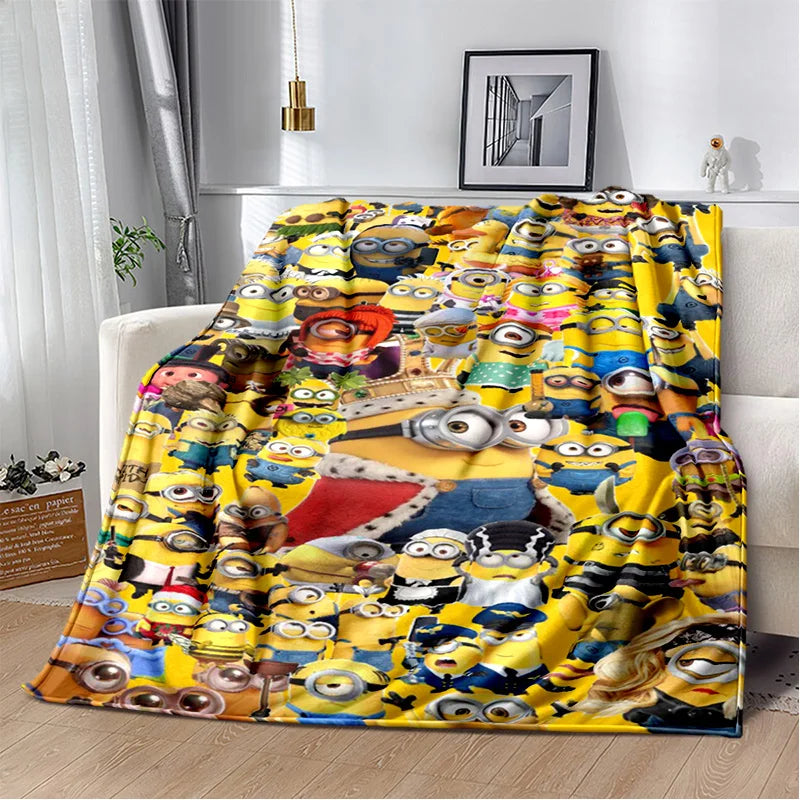 Kawaii Minions Flannel Blanket – Soft Throw for Bed, Sofa & Kids' Rooms - Image 12
