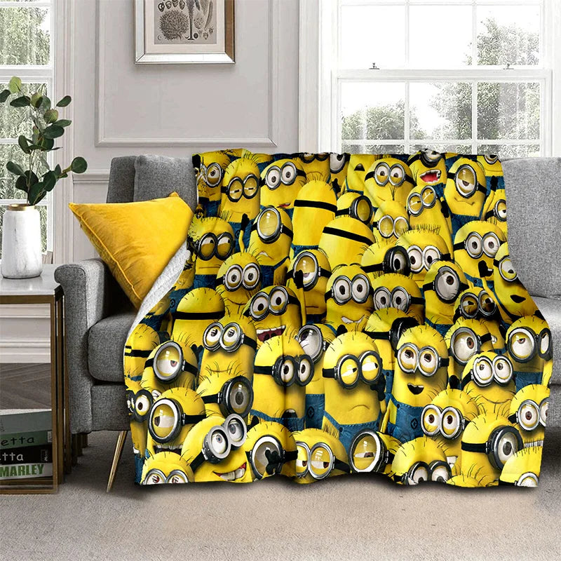 Kawaii Minions Flannel Blanket – Soft Throw for Bed, Sofa & Kids' Rooms - Image 20