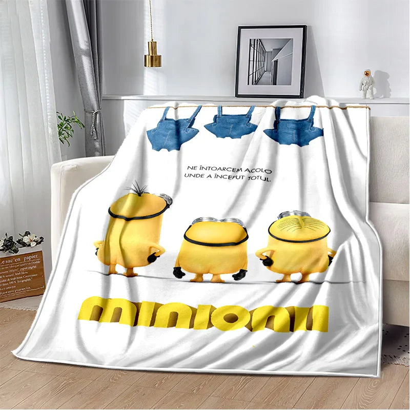 Kawaii Minions Flannel Blanket – Soft Throw for Bed, Sofa & Kids' Rooms - Image 26