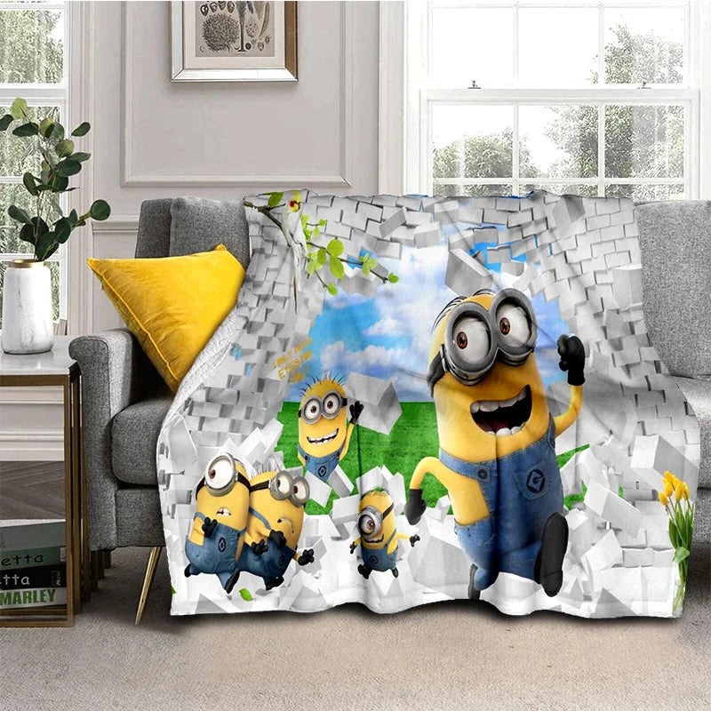 Kawaii Minions Flannel Blanket – Soft Throw for Bed, Sofa & Kids' Rooms - Image 7