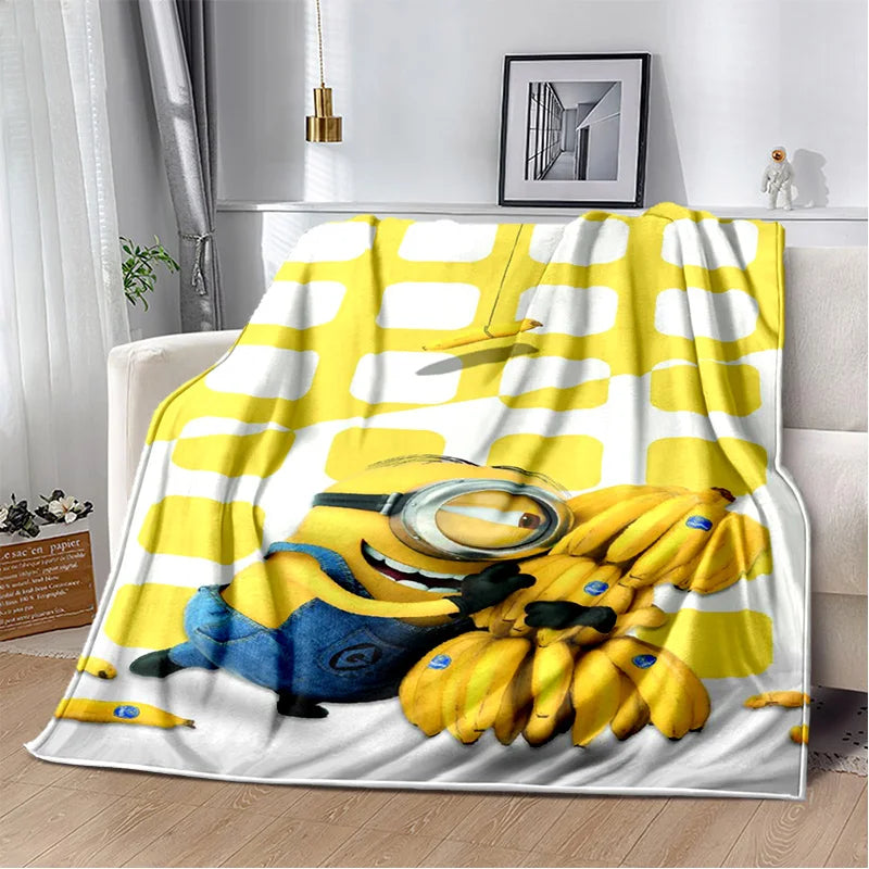 Kawaii Minions Flannel Blanket – Soft Throw for Bed, Sofa & Kids' Rooms - Image 3
